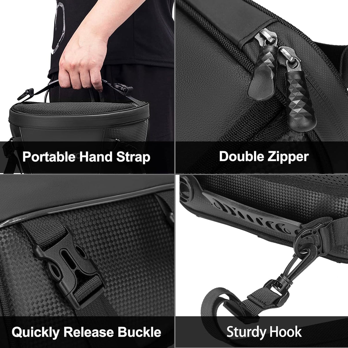 MOSISO Motorcycle Tail Bag Waterproof Polyester Storage Saddle Bag,Black