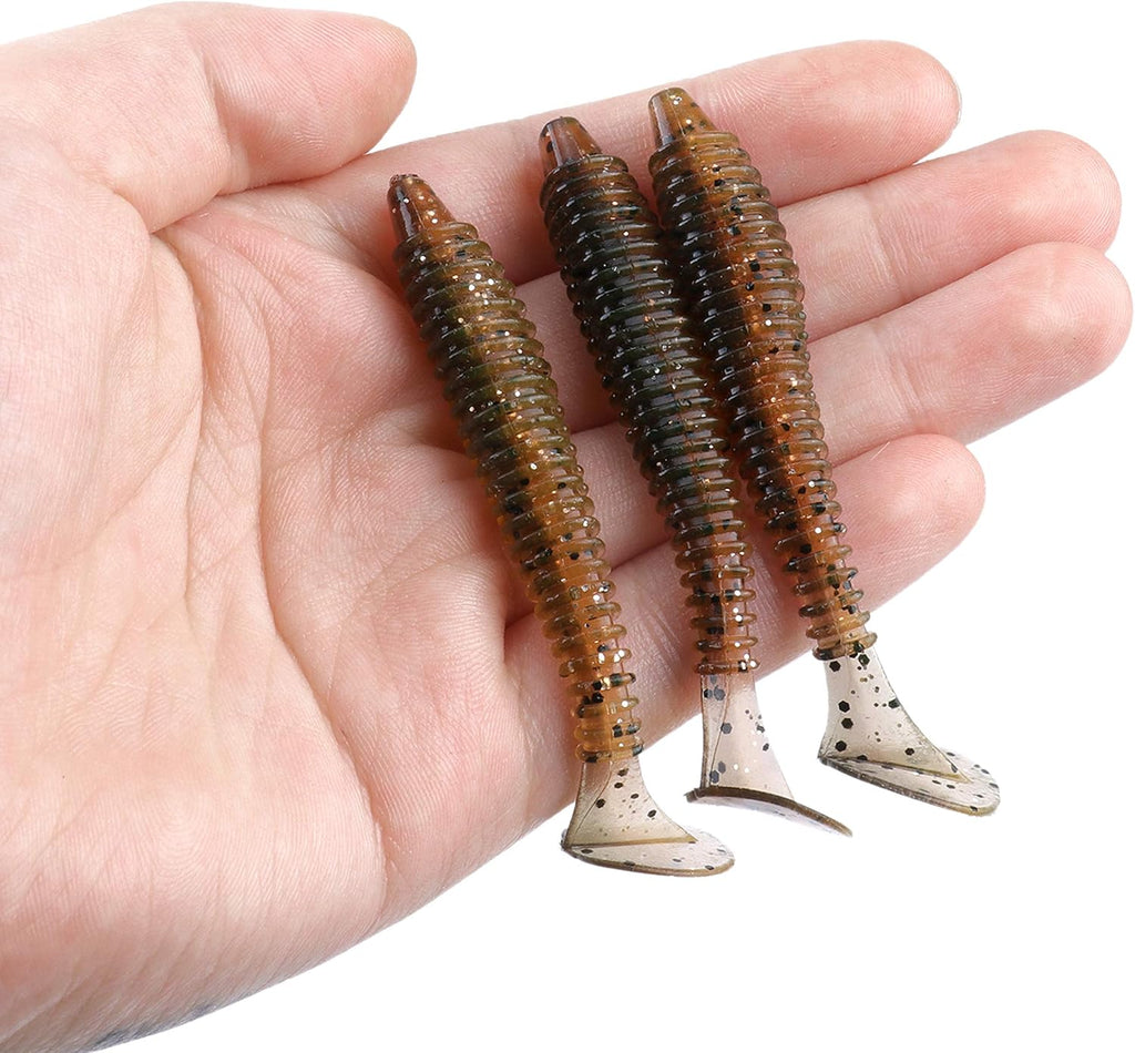 RUNCL Swimbaits Paddle 10/20/30/40PCS, 5/4/3/2 Inchs Paddle Tail, Soft Lure for Trout Crappie Bass, Durable Plastic Bait Swimmer for Saltwater/Freshwater, Fishing Lover's Gift