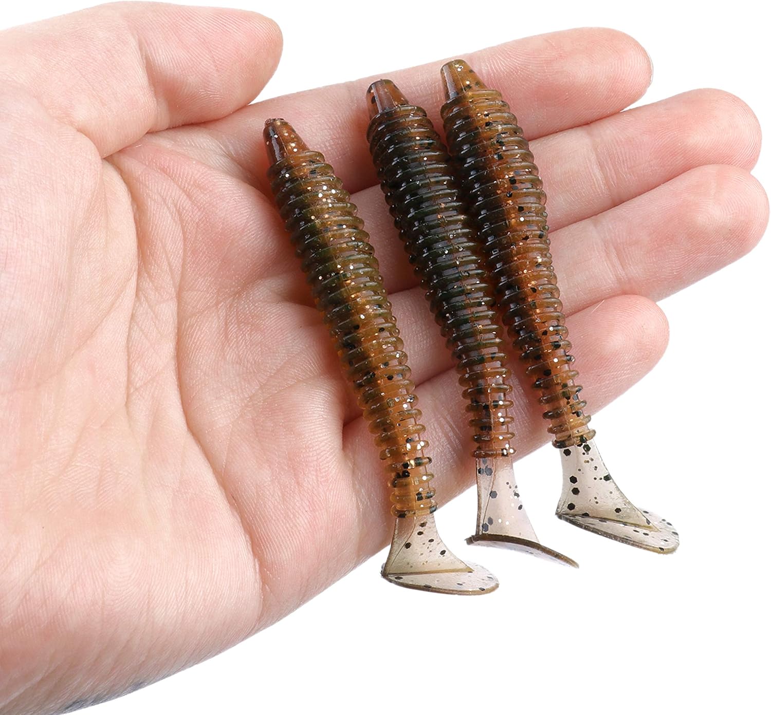 RUNCL Swimbaits Paddle 10/20/30/40PCS, 5/4/3/2 Inchs Paddle Tail, Soft Lure for Trout Crappie Bass, Durable Plastic Bait Swimmer for Saltwater/Freshwater, Fishing Lover's Gift