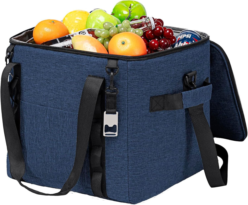 Insulated Soft Cooler Bag 12"x12"x12" Large Leakproof Soft Sided Ice Chest for Travel Beach Camping, 50 Cans Portable Cooler Box for Grocery Shopping, Road Trips