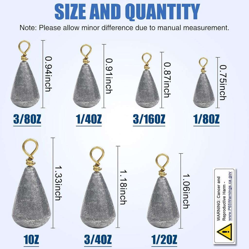 Bass Casting Sinkers Fishing Weights - 20/30pcs Bell Sinkers Drop Shot Weights with Brass Swivels for Saltwater & Freshwater