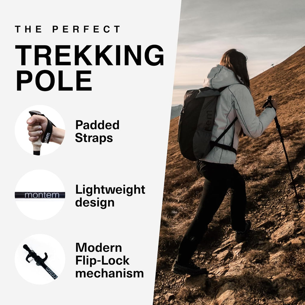 Montem Ultra Light Trekking, Walking, and Hiking Poles, 2-Pack | Collapsible, Lightweight, Quick Locking, Weather-Resistant, Ultra Durable