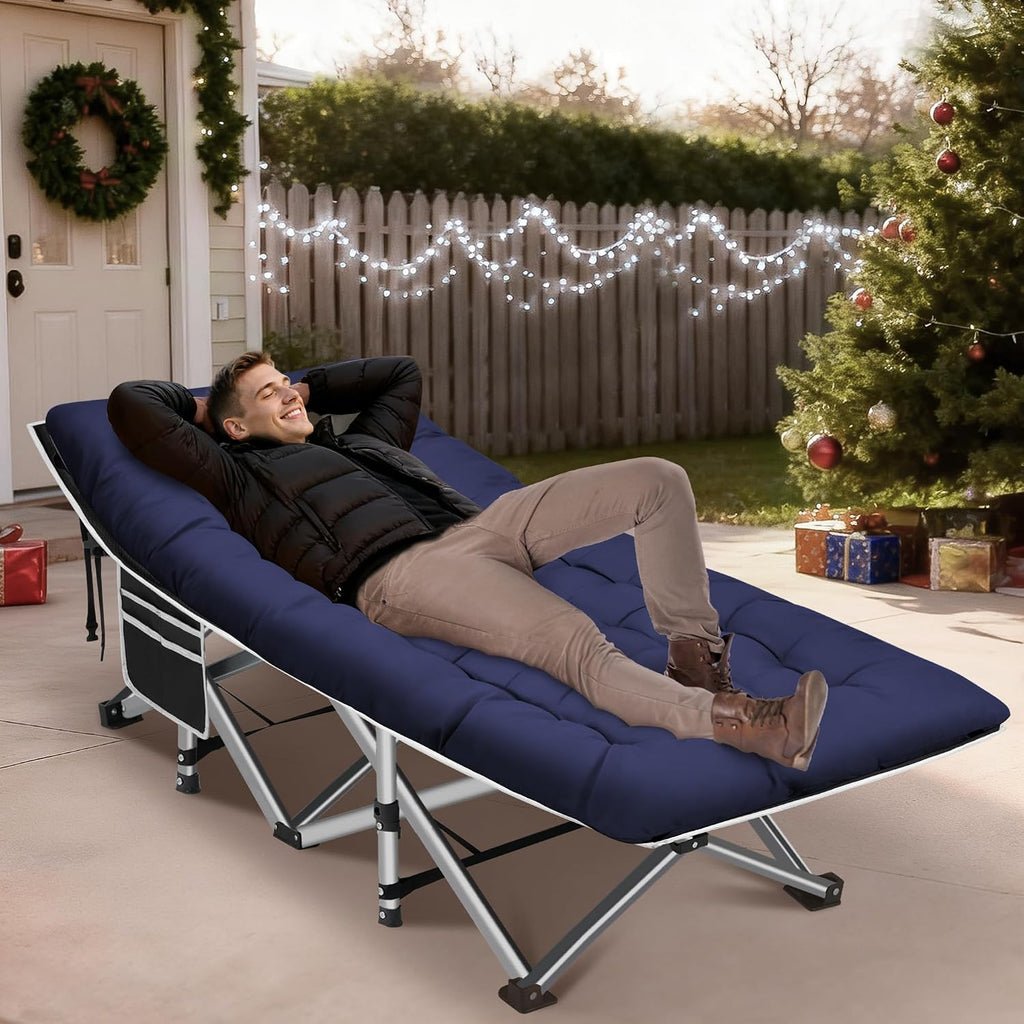 HABUTWAY Camping Cots for Adults, 600lbs Capacity, Folding Camping Cot with Mattress, Sleeping Cots for Adults with Carry Bags for Travel,Beach,Patio,Home Office,Nap Time