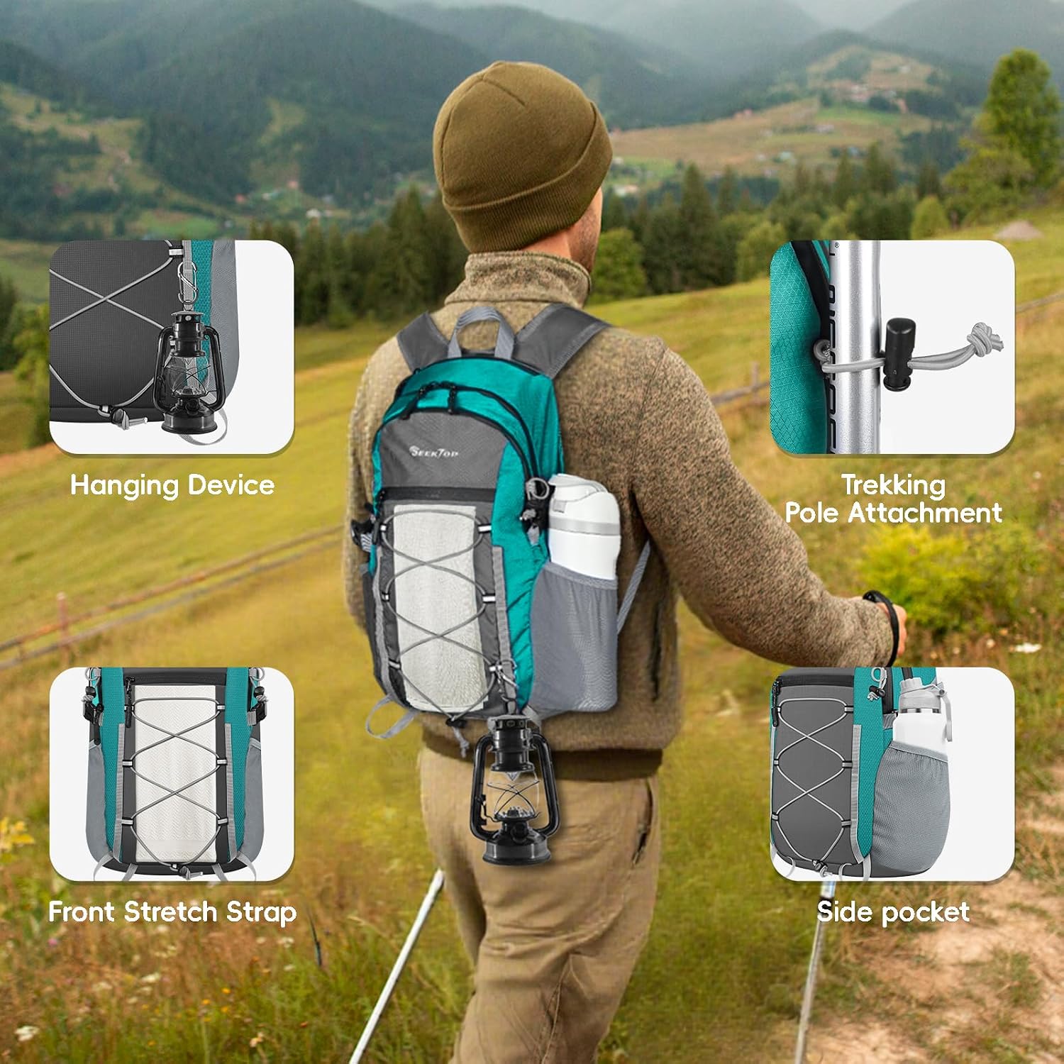 Seektop Packable Waterproof Hiking Backpack, 20L Lightweight Daypack