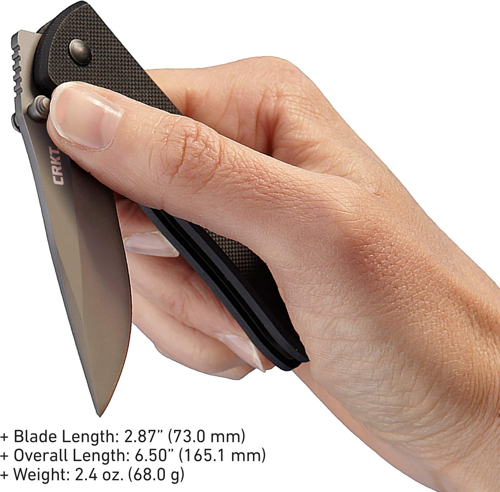 CRKT Drifter Everyday Carry EDC Pocket Folding Knife with Liner Lock: Stainless Steel Plain Edge Blade, G10 Handle, Pocket Clip, 6450K