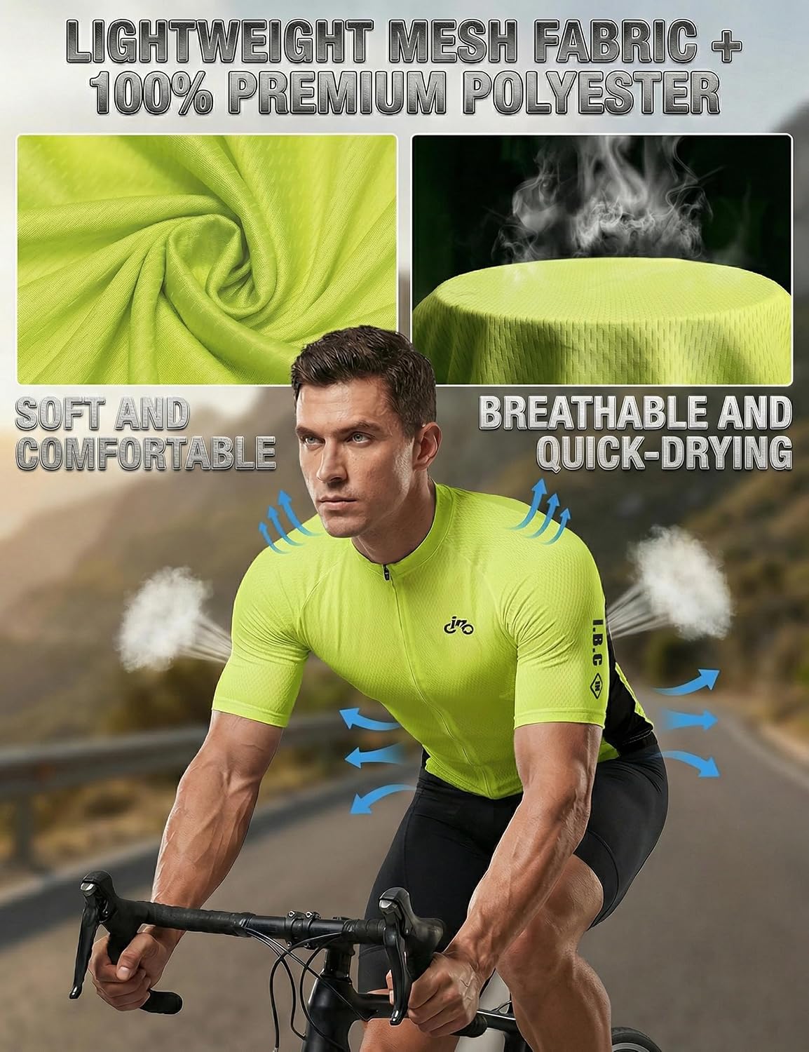 INBIKE Cycling Jersey Mens Set Reflective Breathable Biking Outfit Quick-Dry Bib Bicycle Jersey with 3D Padded Shorts