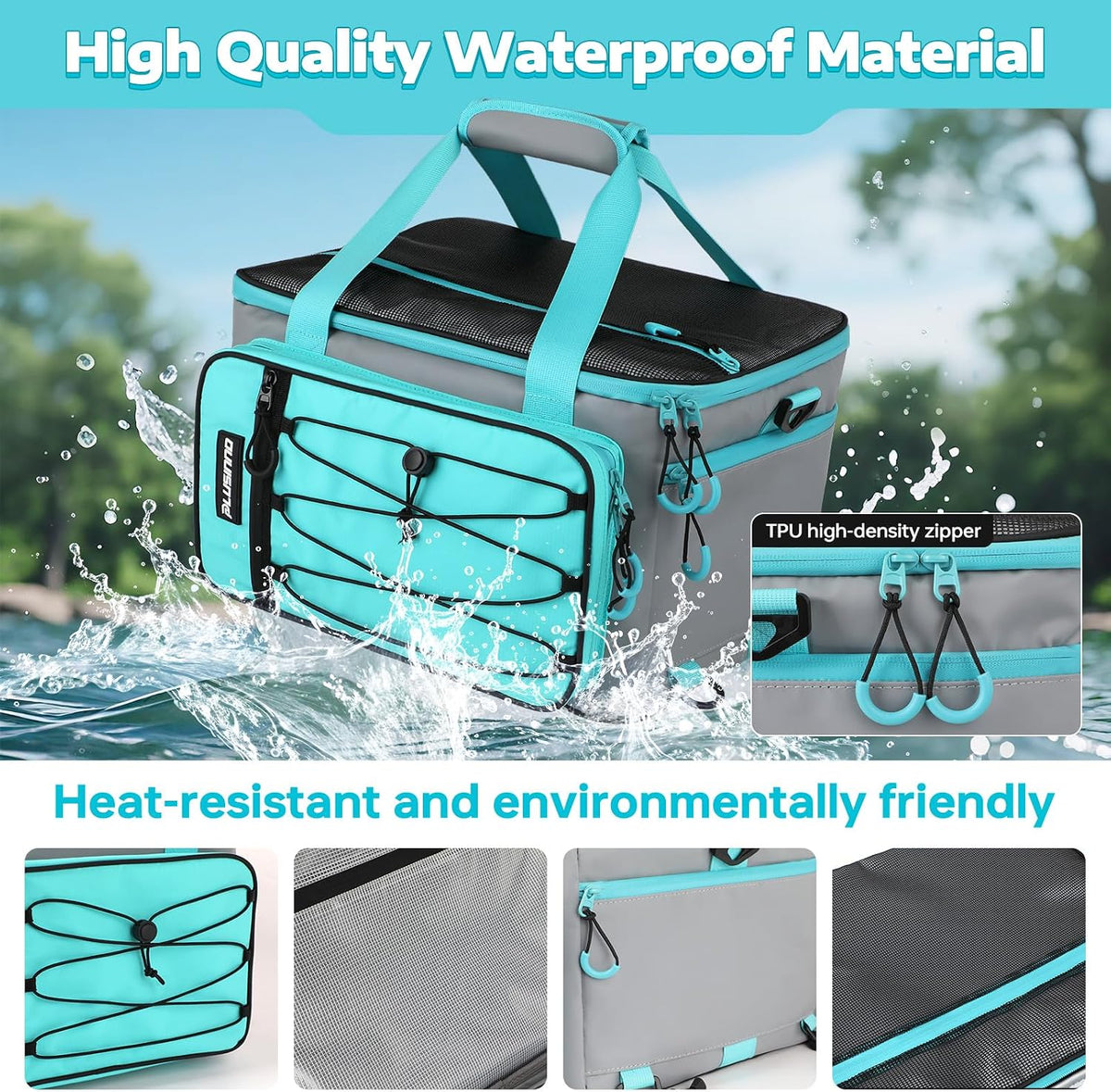 PLUSINNO Paddle Board Cooler, Waterproof SUP Cooler Durable PVC Material, Paddle Board Bag with TPU Zipper, 12-Pocket Fits 42 Cans, Paddle Board Accessories for Beach, Camping, Kayaking