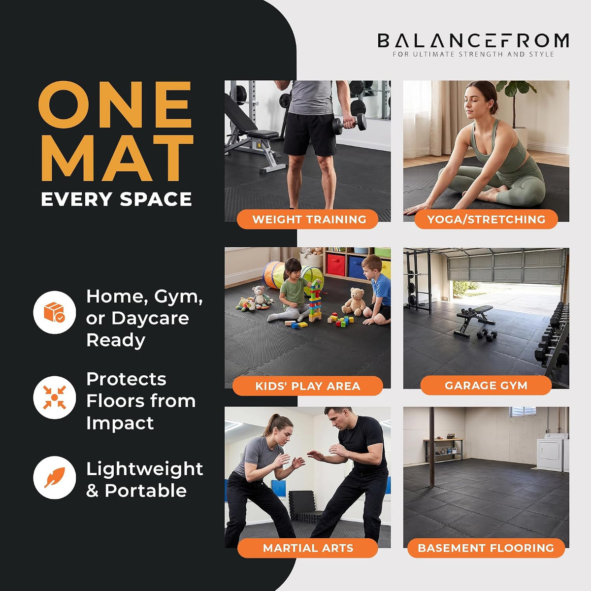 BalanceFrom Puzzle Exercise Mat 1/2-inch Thick, EVA Interlocking Foam Floor