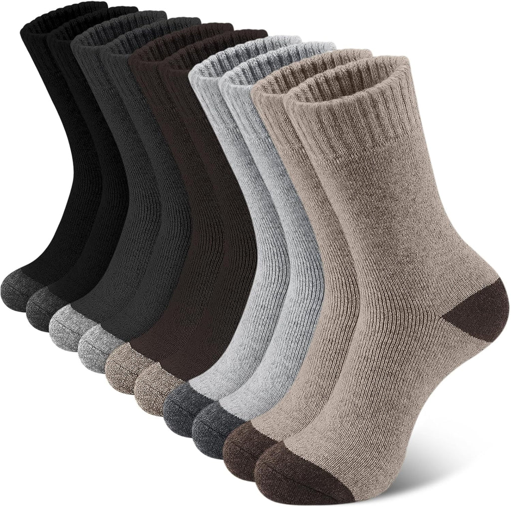 SIMIYA 5 Pairs Merino Wool Socks for Men, Super Thick Hiking Thermal Socks for Cold Weather | Thick Cushion, Moisture Wicking, Warm Winter, Breathable, Crew Socks, Outdoor Hiking, Everyday Wear