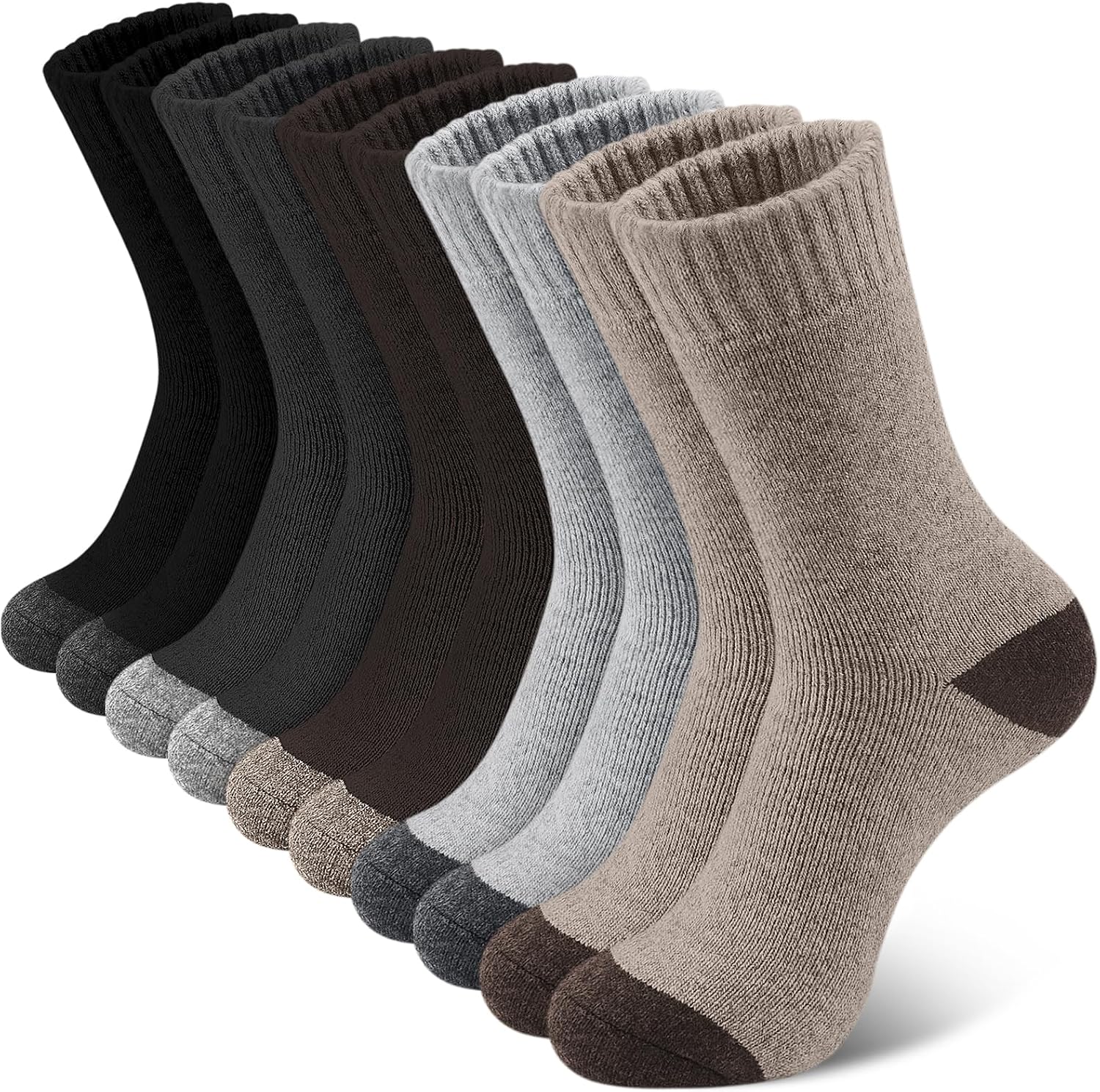 SIMIYA 5 Pairs Merino Wool Socks for Men, Super Thick Hiking Thermal Socks for Cold Weather | Thick Cushion, Moisture Wicking, Warm Winter, Breathable, Crew Socks, Outdoor Hiking, Everyday Wear