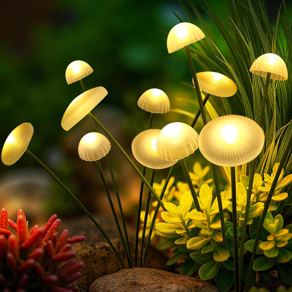 Solar Garden Lights, 2pack Swaying Mushroom Solar Lights