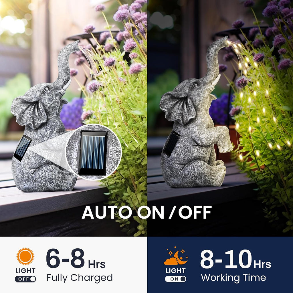 GIGALUMI Elephant Statue Solar Garden Decor Yard Outdoor Gifts for Women