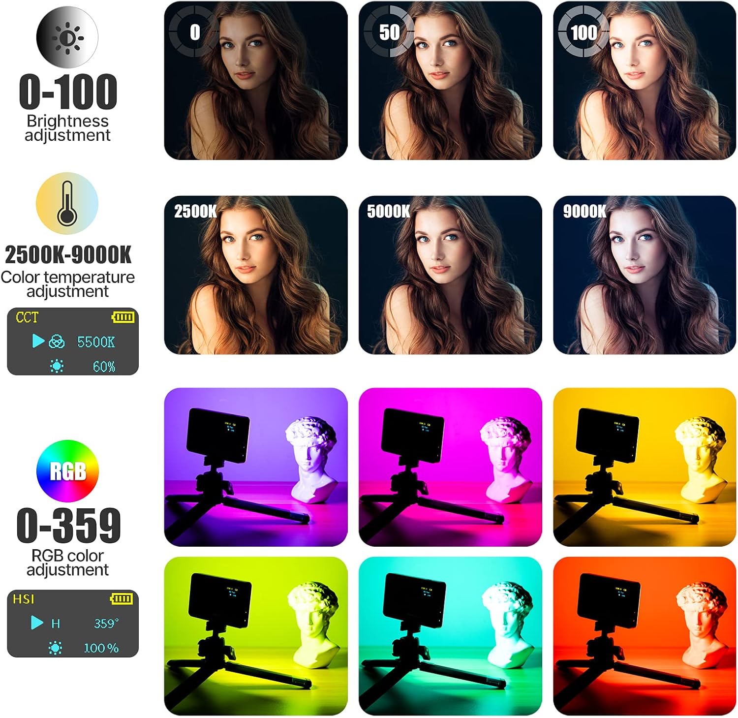 VIJIM VL120 RGB Video Light Portable LED Camera Light Panel 0-360Full Color
