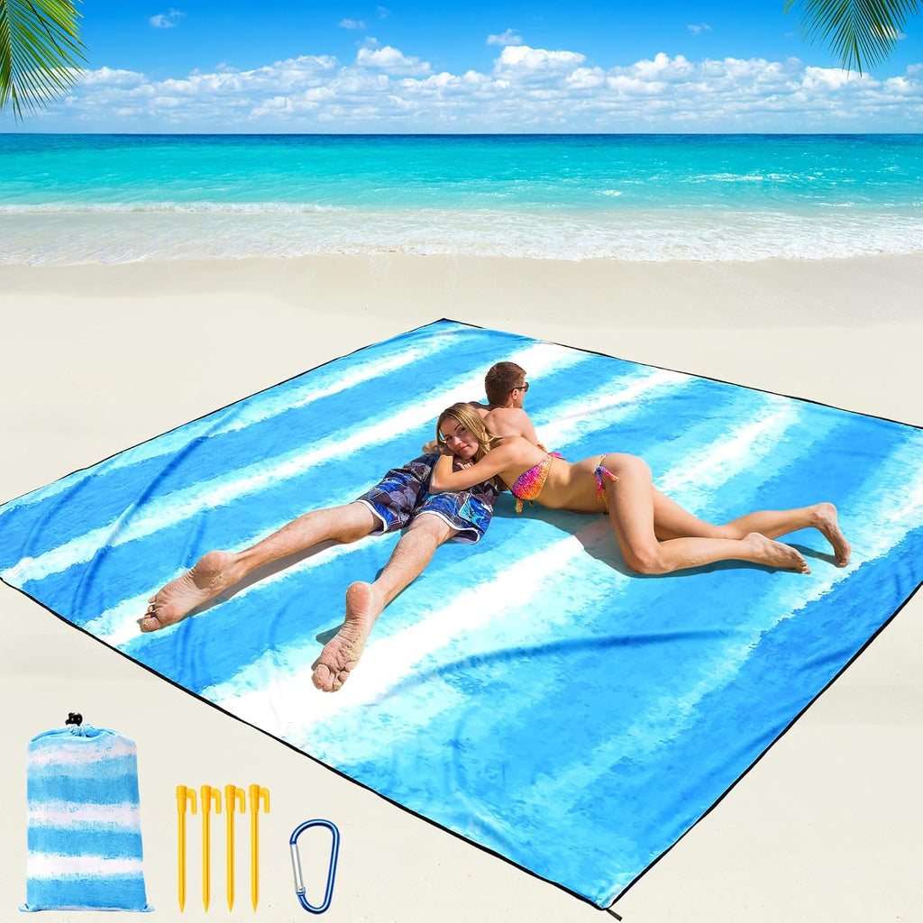 WIWIGO Beach Blanket Mat Waterproof Sandproof for 2-8 Adults Quick Drying