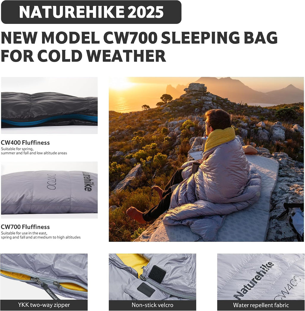 Naturehike 0 Degree Ultralight Down Sleeping Bag for Adults, 650 Fill Power, Backpacking Cold Weather Sleeping Bag with RDS Down, -2℉ / 18℉ Sleeping Bags for Camping, Hiking