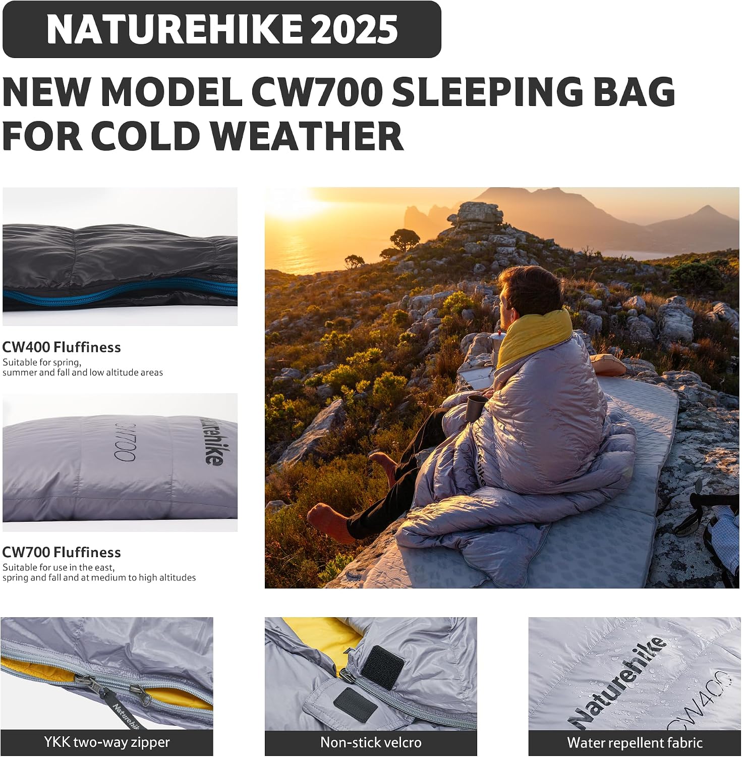 Naturehike 0 Degree Ultralight Down Sleeping Bag for Adults, 650 Fill Power, Backpacking Cold Weather Sleeping Bag with RDS Down, -2℉ / 18℉ Sleeping Bags for Camping, Hiking