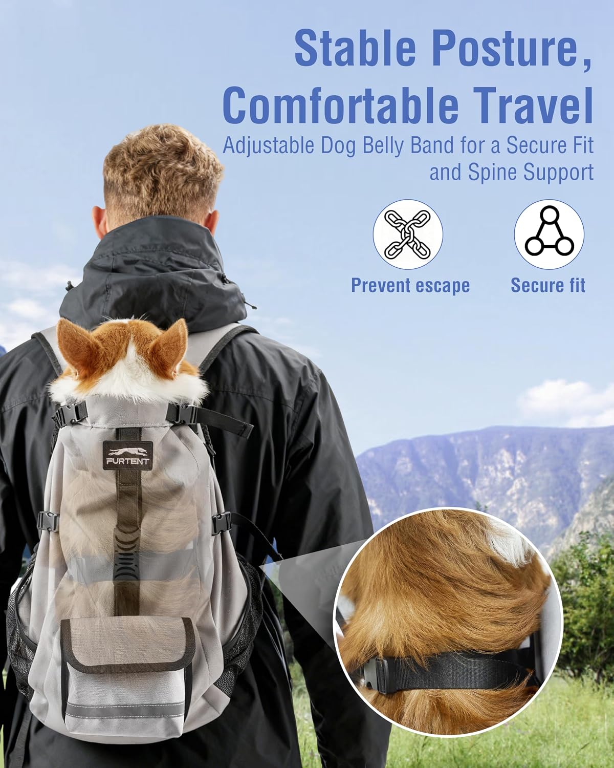 Dog Backpack Carrier for Small and Medium Dogs with Detachable Waist Bag（S）