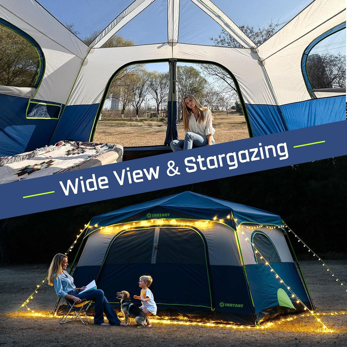 4/6/8/10 Person Instant Tent,Pop Up Tents for Camping with Rainfly