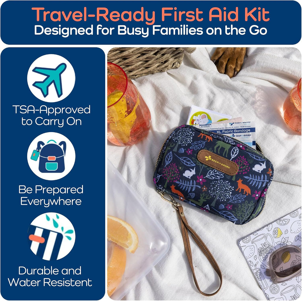 KeepGoing Travel First Aid Kit for Kids, 130 Pc. TSA-Approved Travel Size