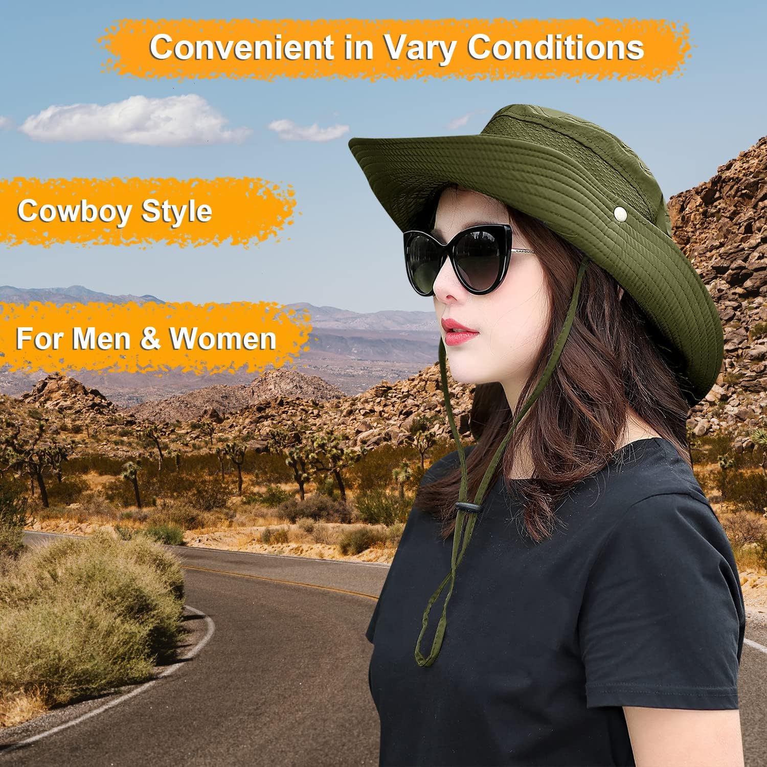HUAMULAN Wide Brim Sun Hat for Women Men Summer UV Protection Bucket Hats