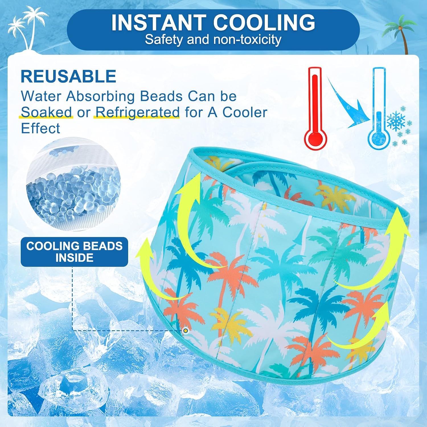 BEAUTYZOO Dog Cooling Bandana for Medium Large Dogs, 2 Pack Instant Cooling Bandanas Breathable Cooling Ice Towel Neck Wraps,Keep Dogs Cool in Hot Summer, Blue Paw L