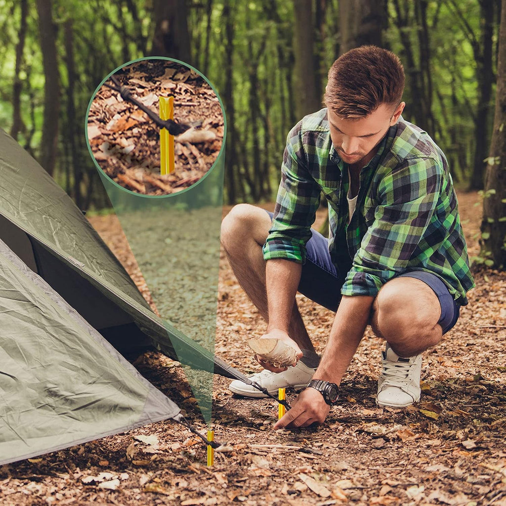 Sumind 24 Pcs Plastic Tent Stakes 12 Inches Yellow Hook Pegs