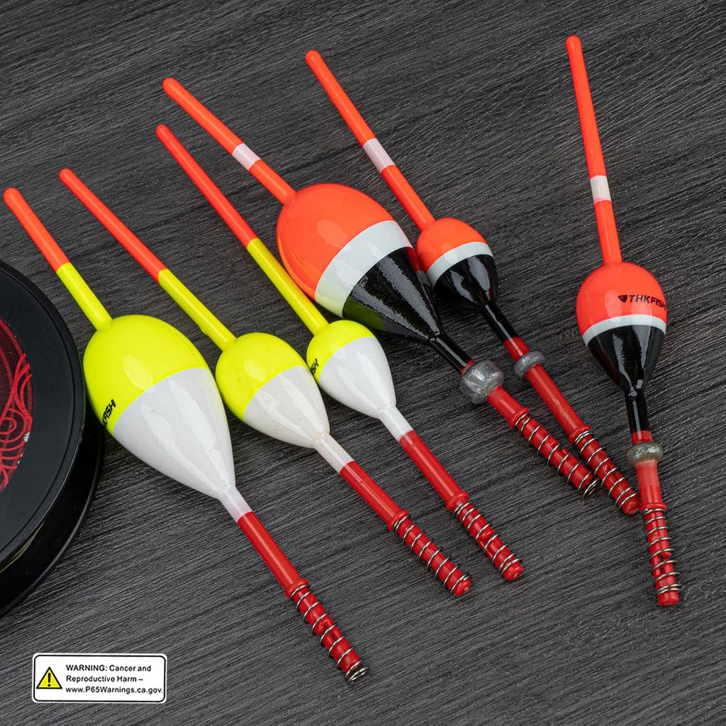 THKFISH Balsa Wood Spring Bobbers with Oval Slip Bobbers, Fishing Floats