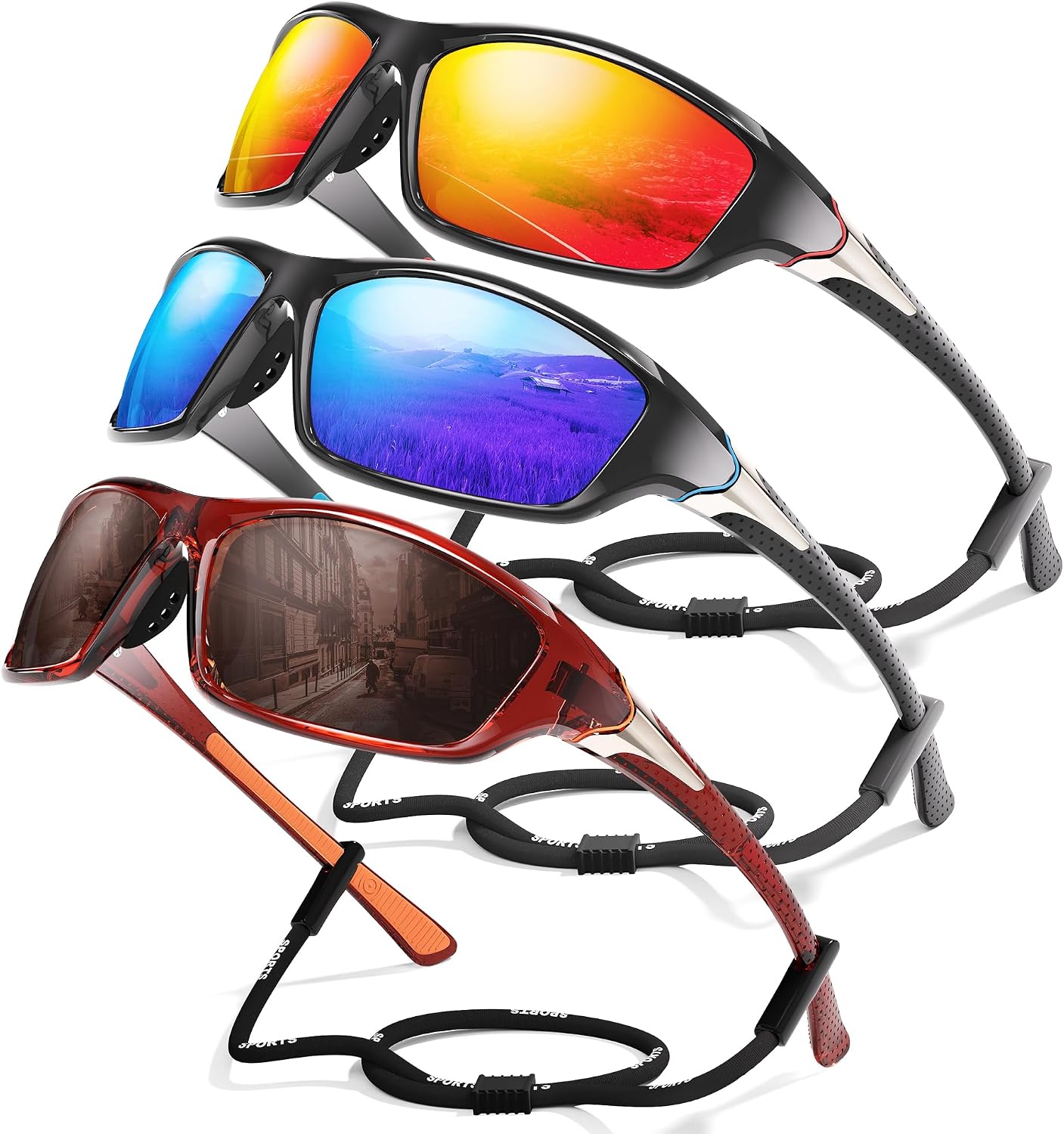 Polarized Sports Wrap Around Sunglasses Men Fishing Running Golf
