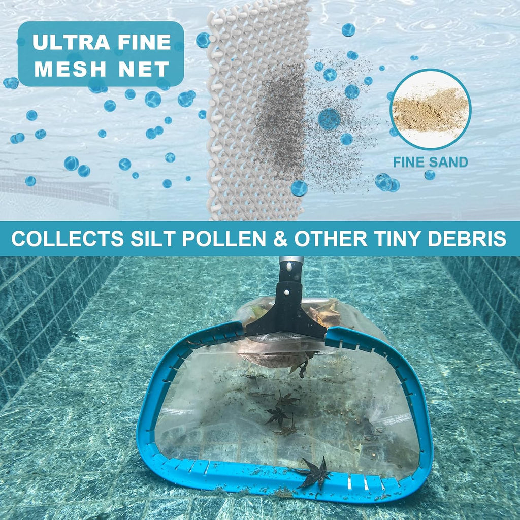 POOLWHALE 14" Pool Spa Net -Ultra Fine Mesh Pool Pollen Skimmer Rake Net