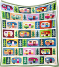 Camping Gifts Blanket for Women Men,Happy Campers RV Owner Campsite Travel Hiking Birthday Gifts Fleece Flannel Throw Blanket for Home Living Room Couch Bed Chair Dorm Decor 60x50