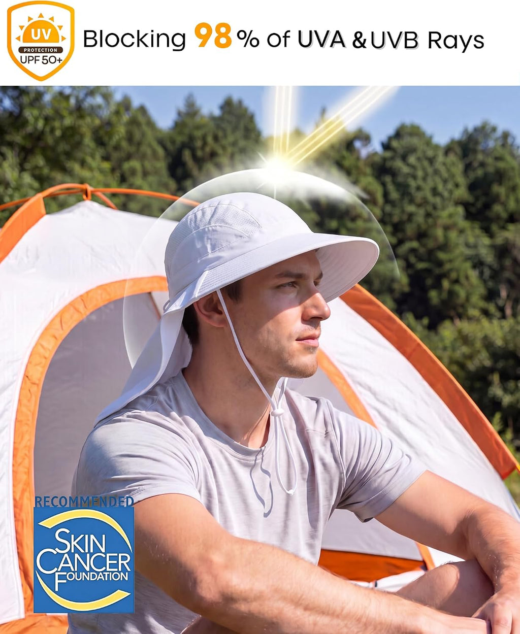 Home Prefer UPF 50+ Sun Hats for Men Women Wide Brim Fishing Hat with Neck Flap UV Protection Sunblock Safari Bucket Hat