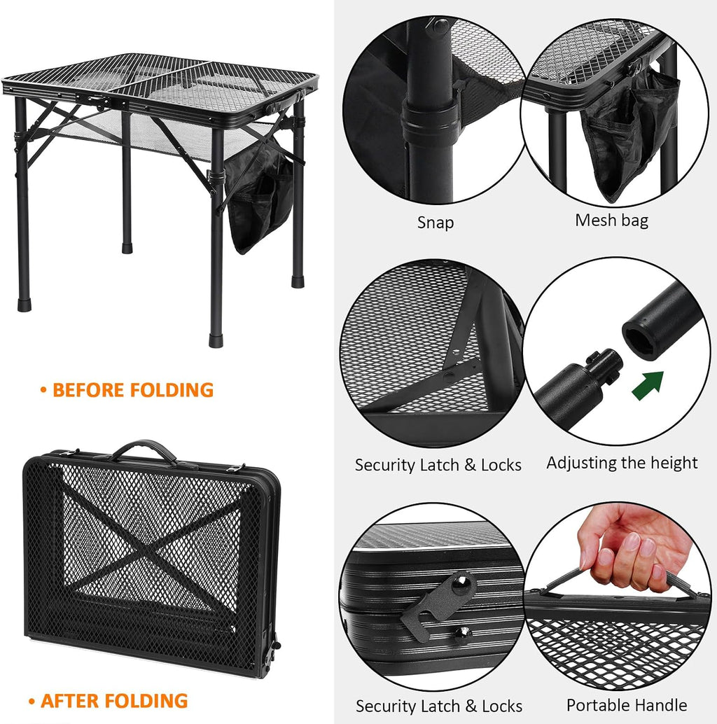 E EASTSTORM 2 Ft Folding Grill Camping Table with Mesh Bag,Small
