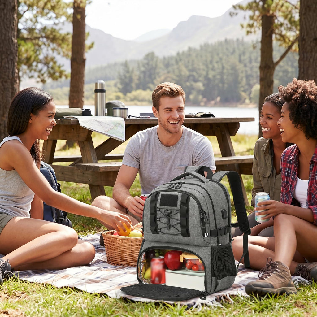40L Laptop Lunch Backpack for Men with Lunch Compartment and USB Port