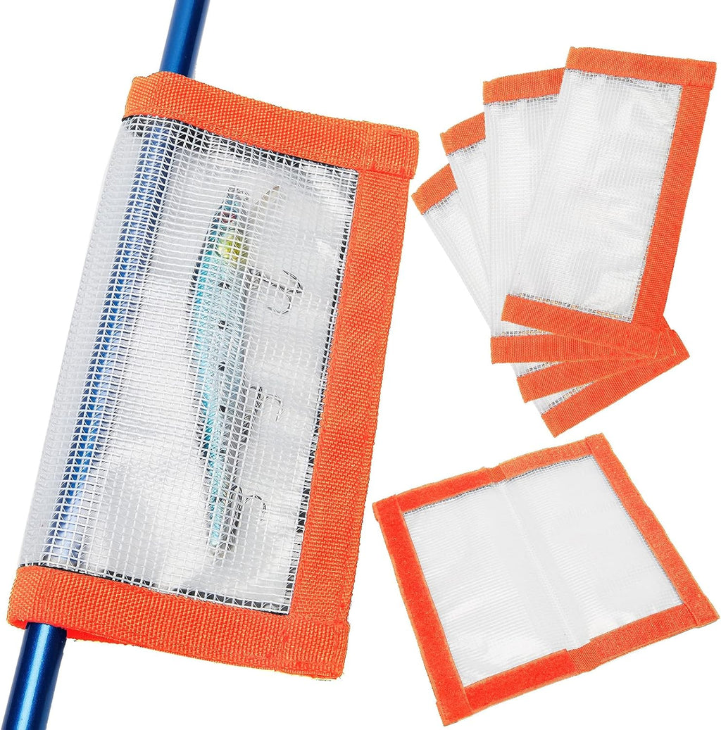 Fishing Lure Wrap for Rod, Tangle-Free Safety Hooks Cover, Secure Protectors Holder Storage for Various Bait (Clear - 4PK)