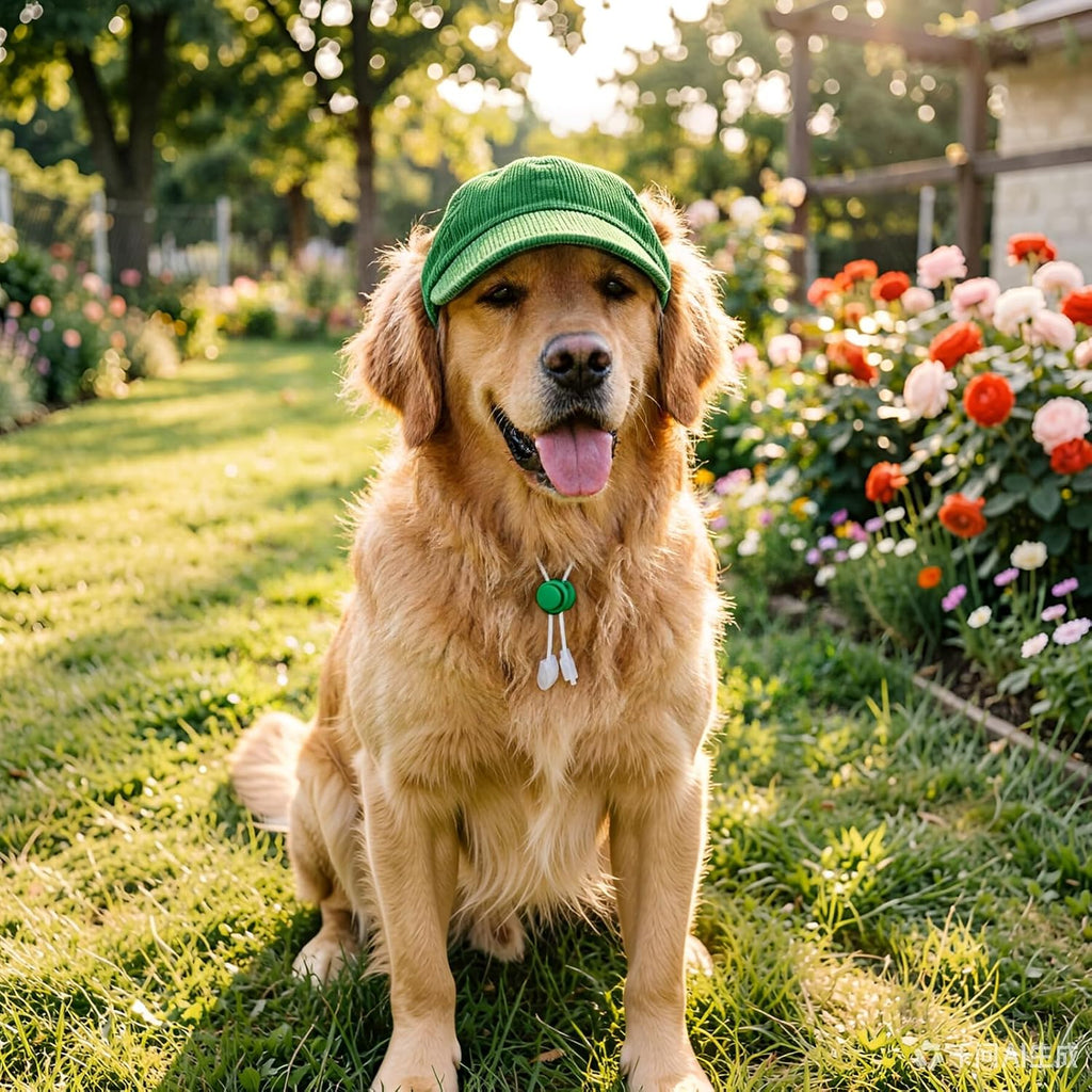 Pet Dog Baseball Cap, Cat Hat, Cat Dog Sun Cap with Ear Holes, Adjustable Puppy Outdoor Sun Hat (Pure Green, Medium)