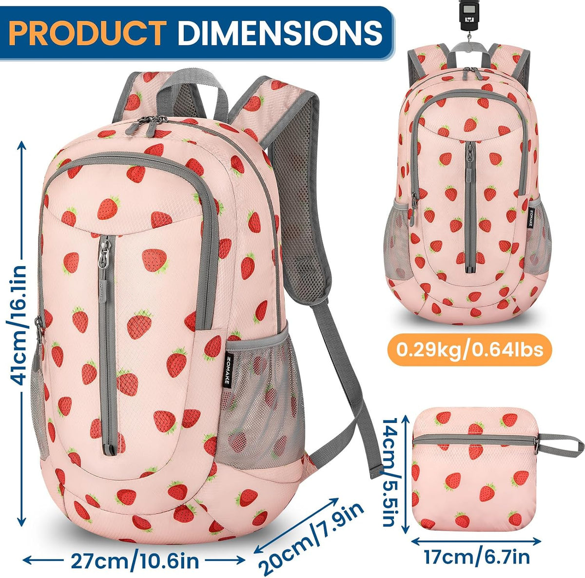 ZOMAKE Lightweight Packable Backpack 25L, Foldable Hiking Daypack