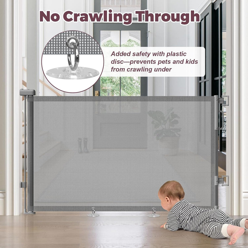 Retractable Baby Gate for Stairs & Doorways, Dog Gate Indoor Outdoor