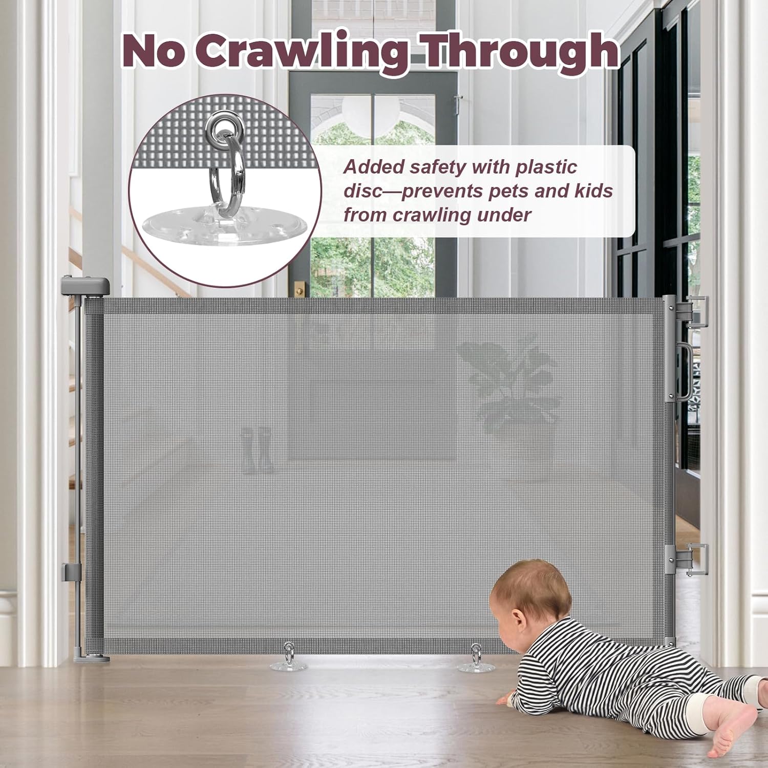 Retractable Baby Gate for Stairs & Doorways, Dog Gate Indoor Outdoor