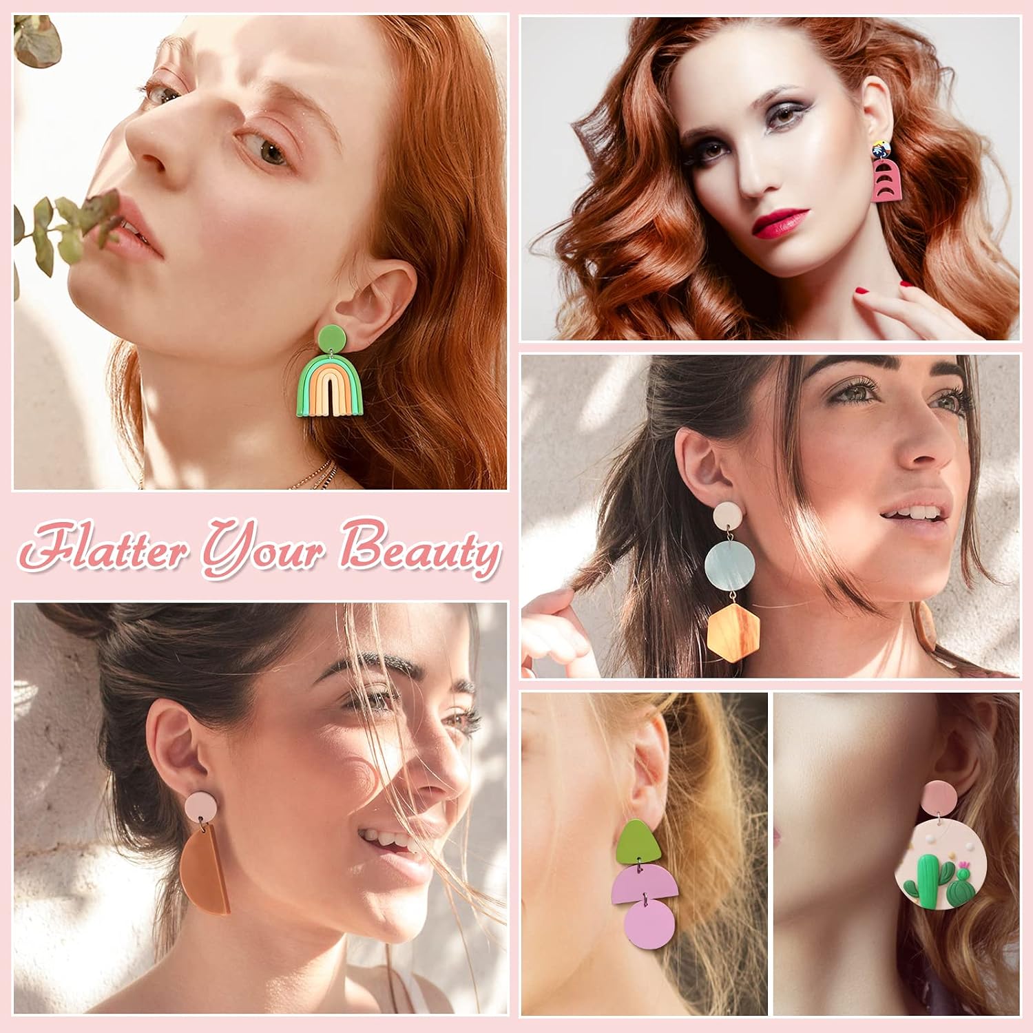 Polymer Clay Earring Making Kit- 30 Clay Earring Cutters, 24 Color Polymer Clay, 8 Circle Cutters, Rollers, B7000 Glue, 640 PCS Earrings Making Tools Accessories for Jewelry DIY (Instructions Include)