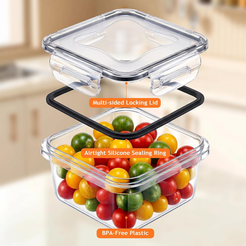 48 Pcs Reusable plastic food storage containers with lids