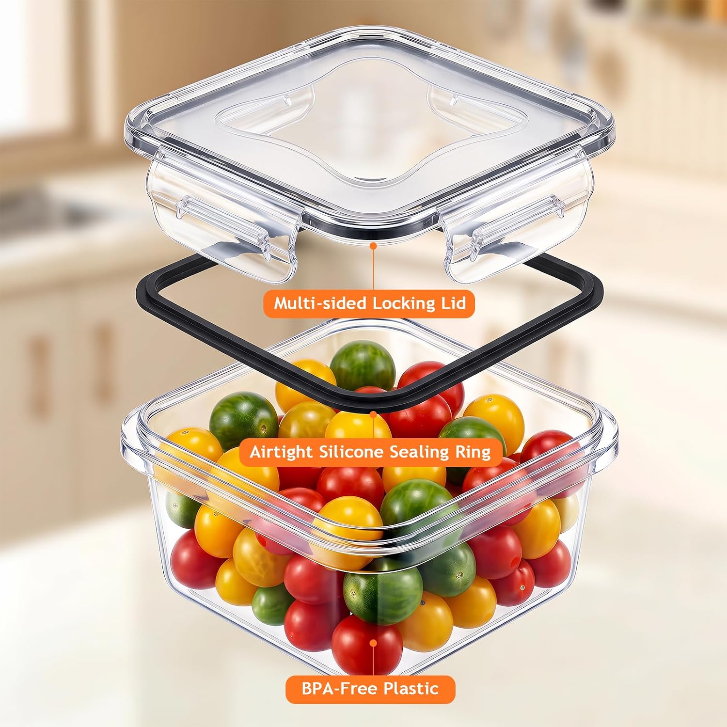 48 Pcs Reusable plastic food storage containers with lids