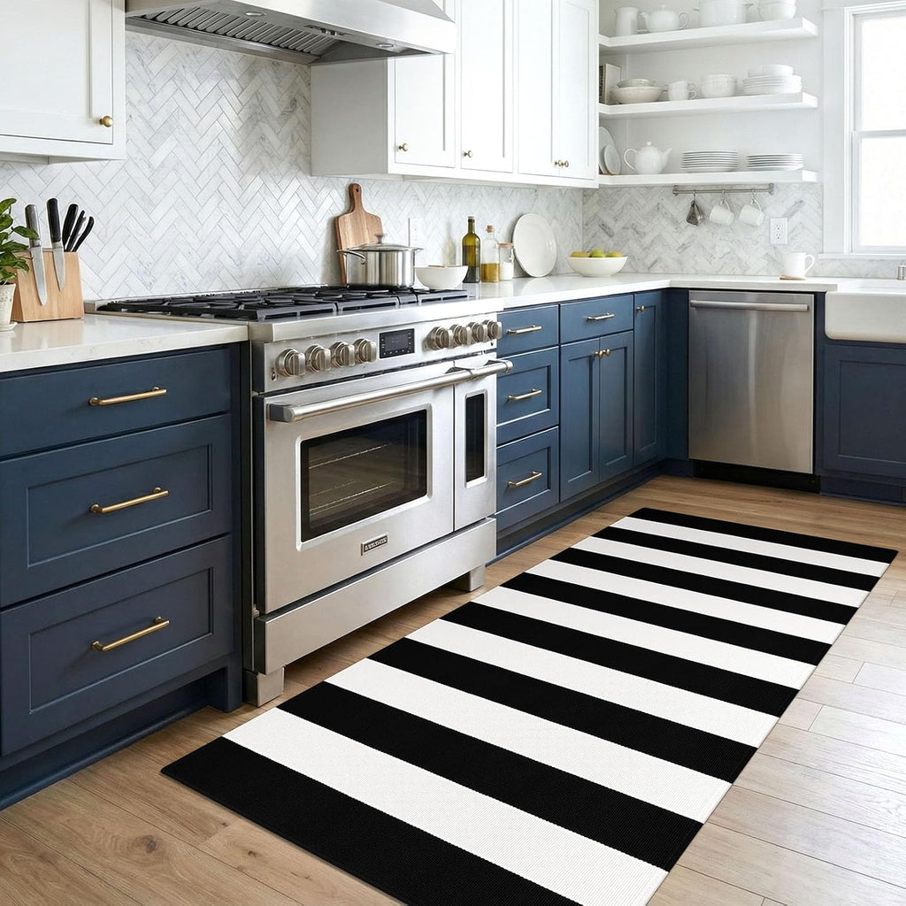 KOZYFLY Black and White Area Rug 3x5 Ft Washable