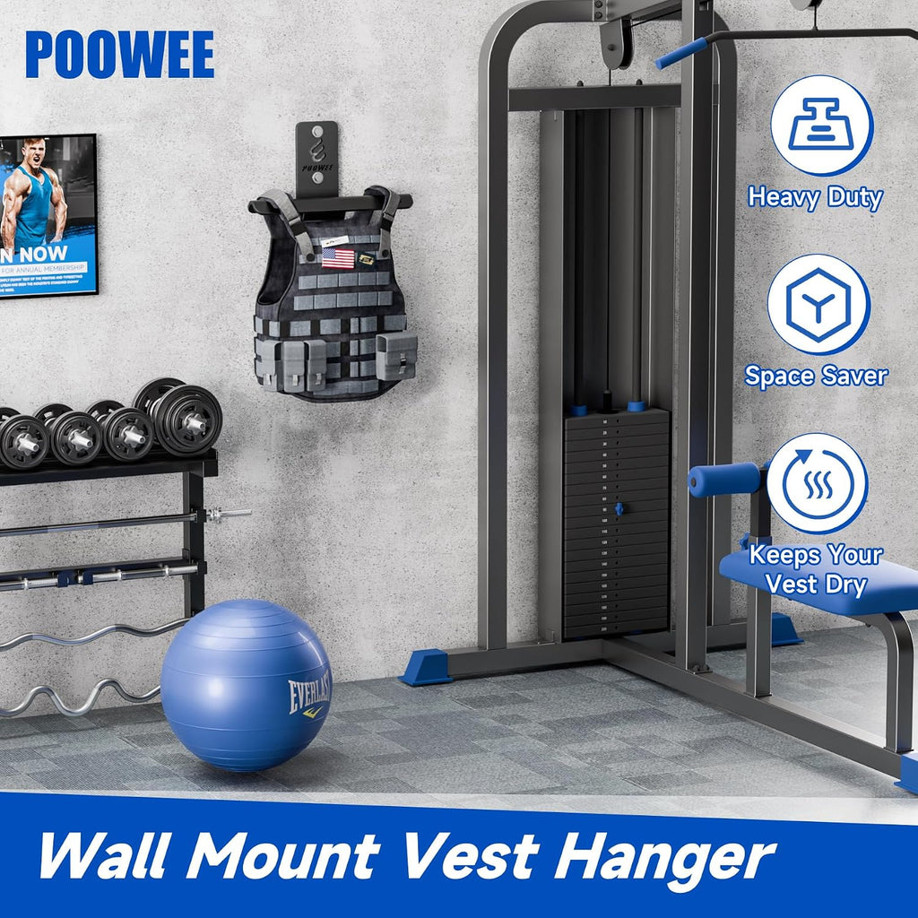 Weight Vest Hanger Wall Mount - Heavy Duty Steel Tactical Vest Wall Mount for Home Gym Gear, Weighted Vest Storage Rack for Backpacks, Body Armor Carrier, Weighted Vest Hook - Hold Up To 200Lbs