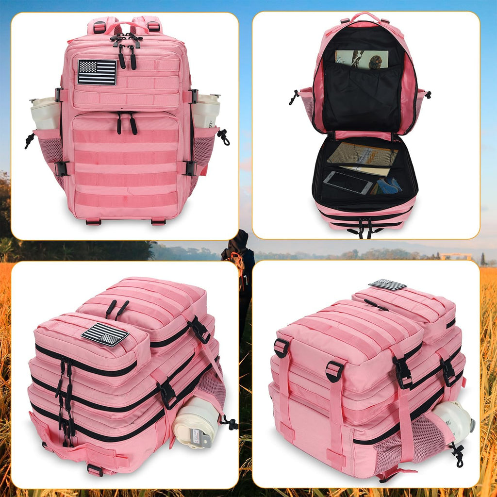 Lovelinks21 25L Tactical Backpack for Men and Women Military Backpack Small Assault Pack Molle Backpack Bug Out Bag Travel Rucksack Daypack (Pink)