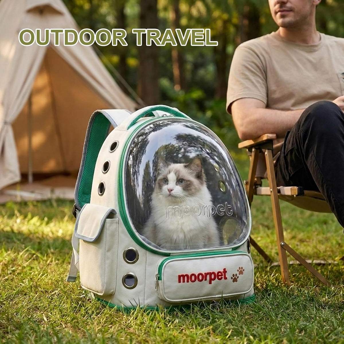 Cat Backpack Carrier, Transparent & Foldable Bubble Pet Backpack for Cats and Dogs, Breathable Kitten Carrier with Side Mesh and Pocket, Portable Travel Bag for Hiking, Walking, Vet (Orange)