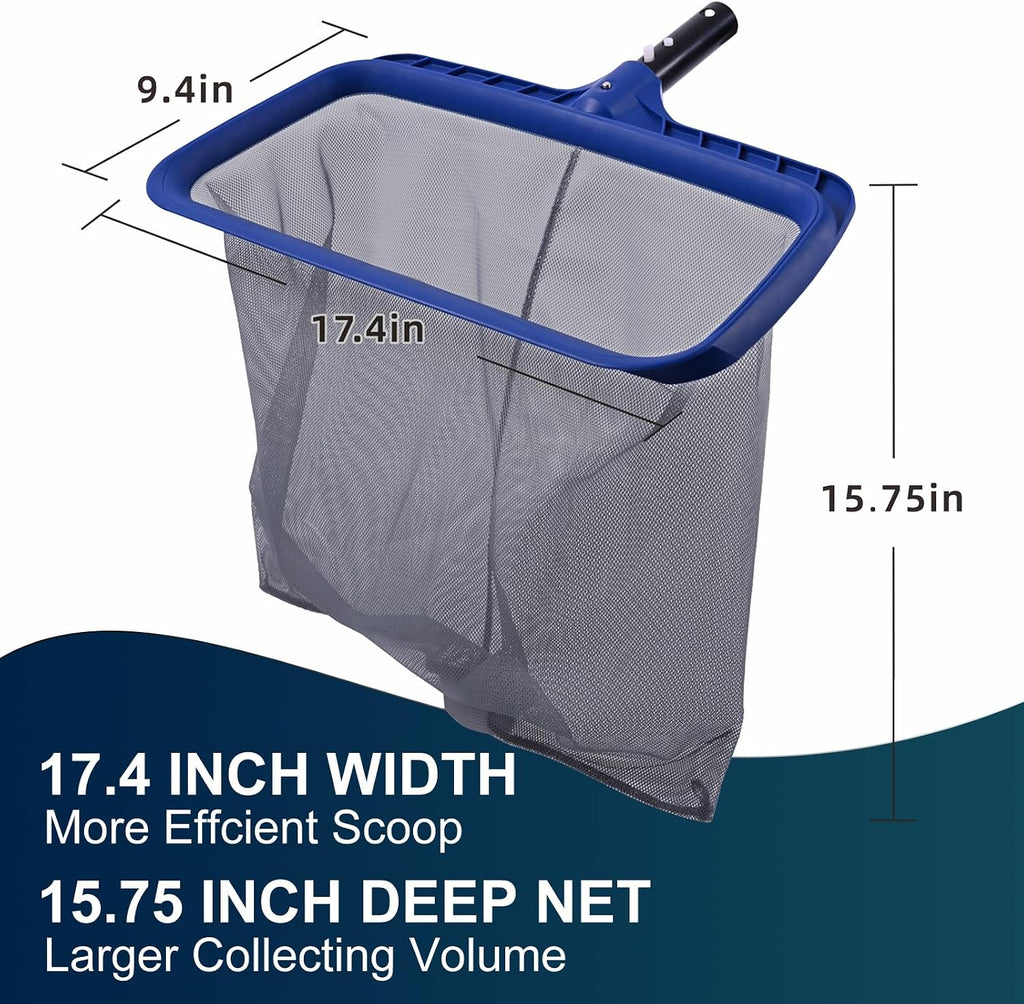 POOLAZA Pool Skimmer Net, Deep Net with Reinforced Frame & Easy Scoop Edge