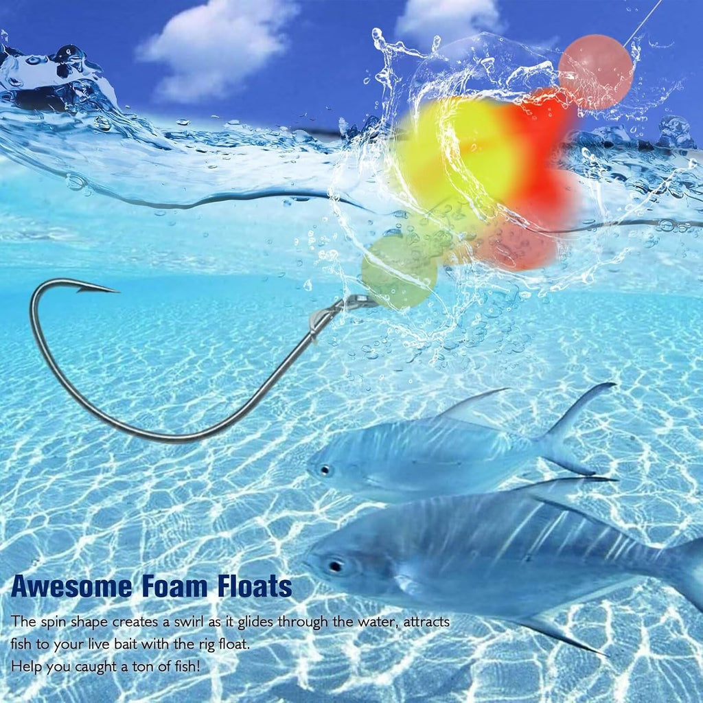 Dovesun 220/104/80/60/54/52/42pcs Pompano Rig Floats for Surf Fishing Foam Bobbers for Fishing Fly Fishing Bobbers Floats Bright Color Kit/Round/Cylindrical/Heart/Bullet/Pill/Spin Shape
