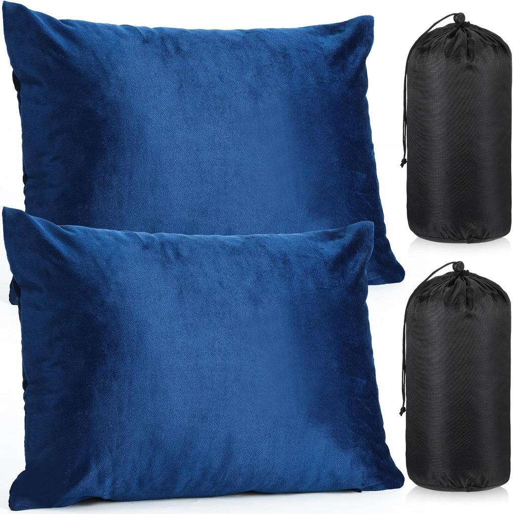 SmoothNovelty 2 Pack Camping Pillow for Sleeping Shredded Memory Foam Travel Pillow with Storage Bag, Compressible Portable Pillow for Outdoor Camp Backpacking Hiking Essential Gear (Grey,Small)
