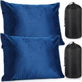 SmoothNovelty 2 Pack Camping Pillow for Sleeping Shredded Memory Foam Travel Pillow with Storage Bag, Compressible Portable Pillow for Outdoor Camp Backpacking Hiking Essential Gear(Blue,Medium)