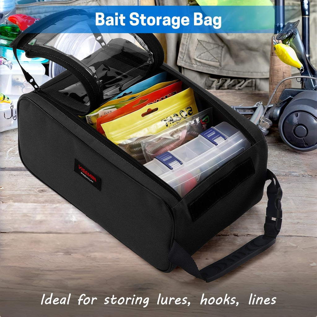 VISEMAN Fishing Tackle Bag, Waterproof Bait Storage Bag, Tackle Organizer
